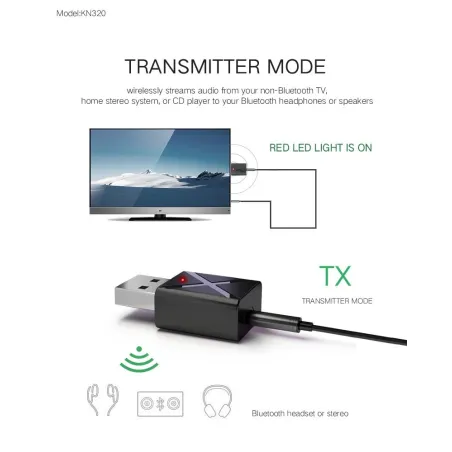 Bluetooth 5.0 - 2 in 1 - Bluetooth Adapter - Sender - Empfänger