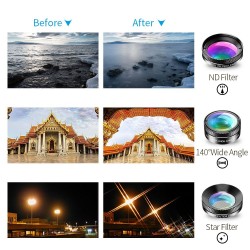 6 in 1 - universal phone camera lens - fisheye - wide angle - macro - CPL/Star ND32 filter - for SmartphonesLenses