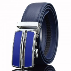 Genuine leather belt with automatic buckle - blueBelts