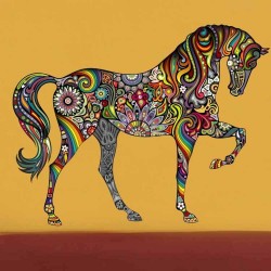 Buntes Pferd - Wandaufkleber - Vinyl Wandbildkunst
