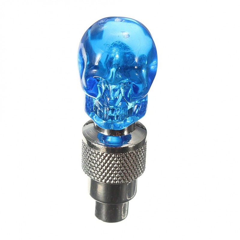 2 Stück - Auto / Motorrad / Fahrrad Reifen Ventilkappen - Neon LED Glühbirne - Totenkopf