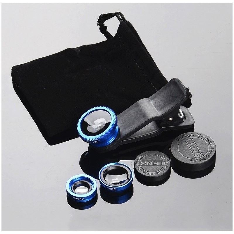 3 in 1 - Fischaugen - Weitwinkel - Makro - Kameraobjektiv mit Clip für iPhone / Samsung 3 in 1 - Fischaugen - Weitwinkel - Makro - Kameraobjektiv mit Clip für iPhone / Samsung