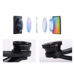 3 in 1 - Fischaugen - Weitwinkel - Makro - Kameraobjektiv mit Clip für iPhone / Samsung