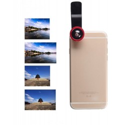 3 in 1 - Fischaugen - Weitwinkel - Makro - Kameraobjektiv mit Clip für iPhone / Samsung