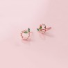 Small circles & leaves - rose gold / silver stud earrings - 925 sterling silverEarrings