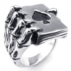 Claw holding poker cards - ring - metal