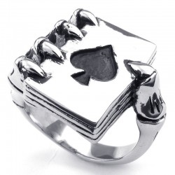 Claw holding poker cards - ring - metalRings