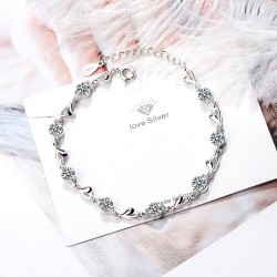 Bracelet with hearts & zirconia - 925 sterling silverBracelets