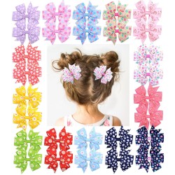 1Piece - Ribbon Hair Bows With Clip - Baby Girls - FlowerHair clips
