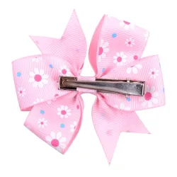 1Piece - Ribbon Hair Bows With Clip - Baby Girls - FlowerHair clips