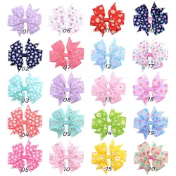 1Piece - Ribbon Hair Bows With Clip - Baby Girls - FlowerHair clips