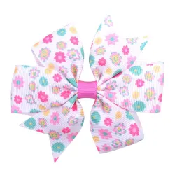1Piece - Ribbon Hair Bows With Clip - Baby Girls - FlowerHair clips