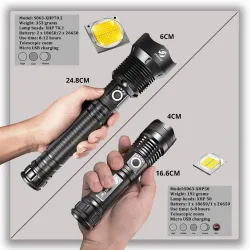 Leistungsstarke LED Taschenlampe - XHP - Torch-Unterstützung - Mircro-Aufladung