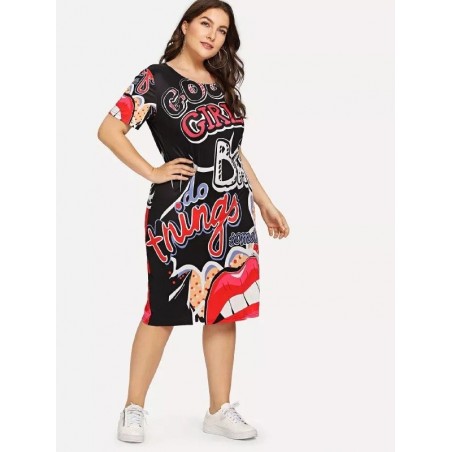 Große Größe - Lustiger Print - Sommerkleid - XL-5XL