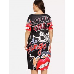 Große Größe - Lustiger Print - Sommerkleid - XL-5XL