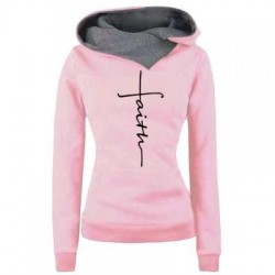 Autumn - Winter - Hoodies - Sweatshirts - Women - Faith Embroidered PrintHoodies & Jumpers