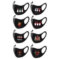 8 Stück - Schutzfläche / Mundmasken - waschbar - Weihnachtsdruck