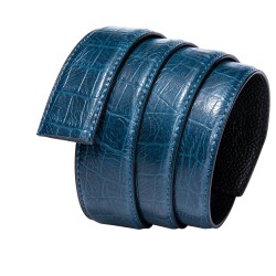 Krokodilhautdesign - Ledergürtel mit automatischer Schnalle - blau