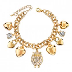 Luxusarmband mit Charme & Kristalle - Gold - Silber