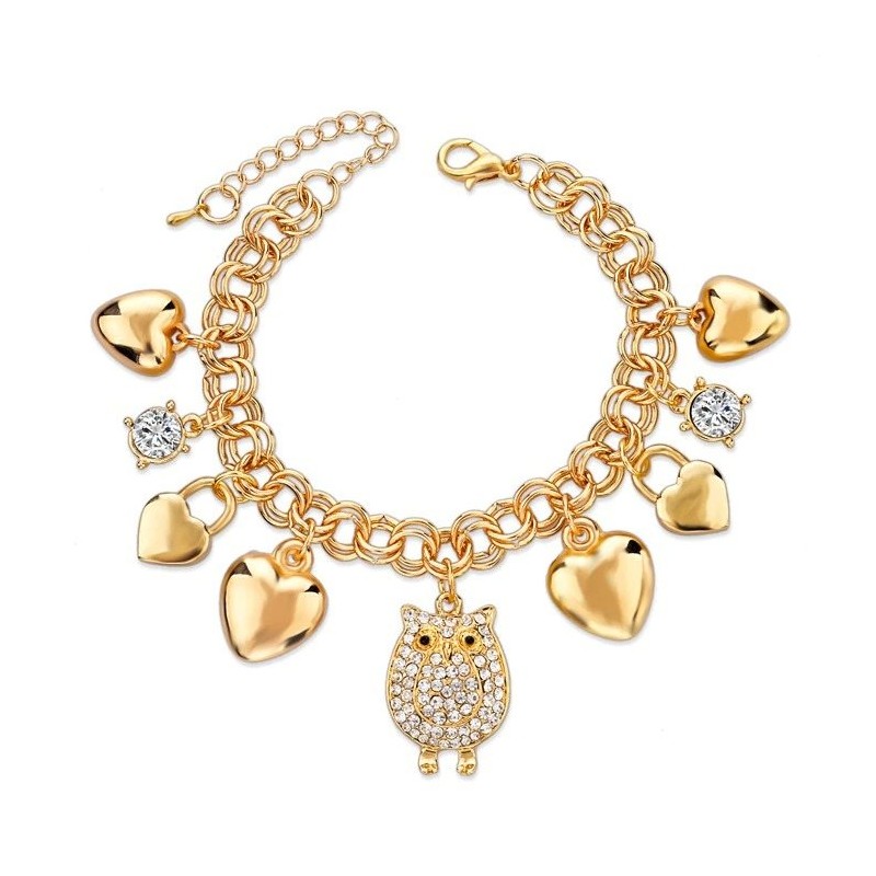 Luxury bracelet with charms & crystals - gold - silverBracelets
