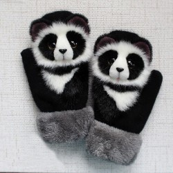 Kids winter mittens with cartoon animals - soft glovesBaby