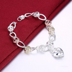 Exclusive bracelet with a heart-shaped crystal padlock - 925 sterling silverBracelets