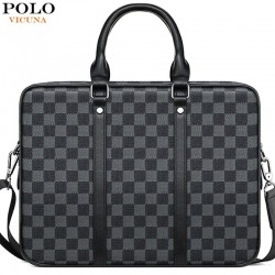 Classic business bag - plaid leather - briefcase