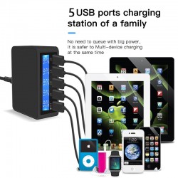 USB - 40W - 3.0 quick charger - Led display - 5-ports charging stationBattery & Chargers