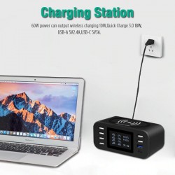 Qi wireless charger - quick charge 3.0 - 60W - 8-ports USB - charging stationBattery & Chargers