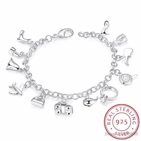 Pretty bracelet - 925 sterling silver - mixed crystalsBracelets