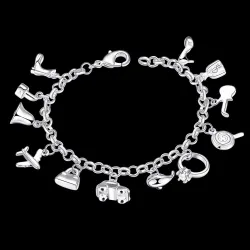 Pretty bracelet - 925 sterling silver - mixed crystalsBracelets