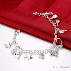 Pretty bracelet - 925 sterling silver - mixed crystalsBracelets