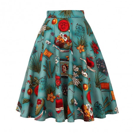 Vintage - retro - 50s - tropical floral skirtsWomen's fashion
