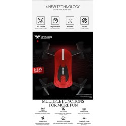 Eachine E52 - WiFi - FPV - Selfie Drone - Foldable - 0.3MP - Red - RTFDrones