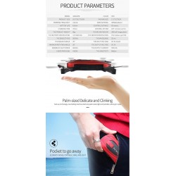 Eachine E52 - WiFi - FPV - Selfie Drone - Foldable - 0.3MP - Red - RTFDrones