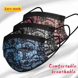 Mund / Gesicht Schutzmasken - Einweg - 3-lagig - Spitzendesign - 10 - 50 - 100 Stück
