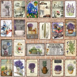 Vintage Blumen - Gartenregeln - Metallschild - Plakat