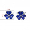 Silber Manschettenknöpfe - blaue Emaille Blumen