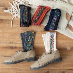 Embroidery Flower Socks - Ethnic Style - WomenWomen's fashion