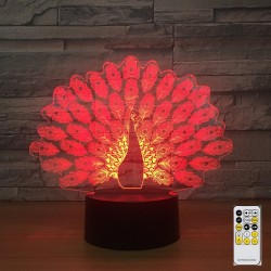 Peacock Lampe - Bunt - 3D Licht - Fernbedienung