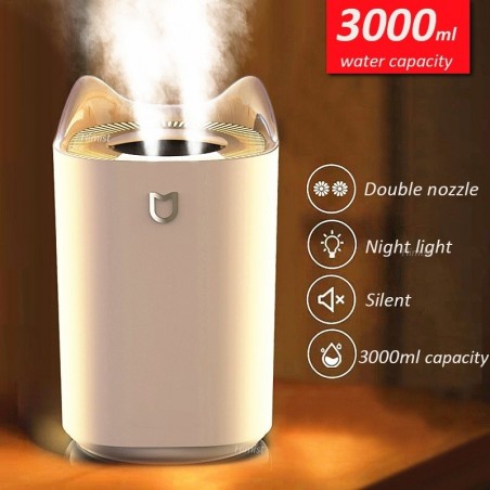 Air Humidifier - 3000ML - Double Nozzle - Cool Mist - Colorful LEDHumidifiers