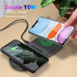 2 in 1 Qi Wireless Charger - Samsung S20 - S10 - Double Fast Charging Pad