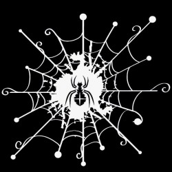 Cartoon Web mit Spinne - Autoaufkleber