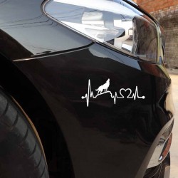 Howling wolf / heartbeat lifeline - vinyl car stickerStickers