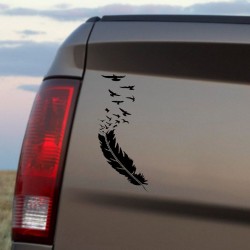 Feather with flying birds - vinyl car stickerStickers