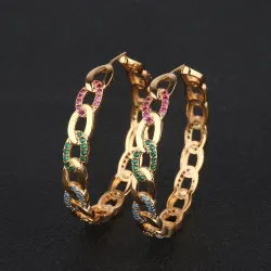 Gold Hoop Ohrringe mit bunten Kristallen