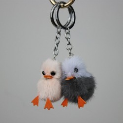 Fluffy furry pom pom with chicks - keychainKeyrings