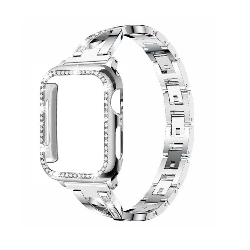 Stainless steel strap & protective case with crystals for Apple Watch 5/4/3/2/1Accessories