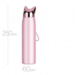 Double wall vacuum thermos - water bottle - thermal mug with fox ears - stainless steel - 320mlThermos bottles