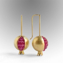 Gold / Silber Granatapfel - elegante Ohrringe
